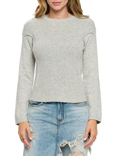Renee C Women's Exposed Seam Ribbed Crewneck Sweater In Mocha
