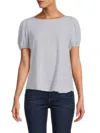 Renee C Women's Eyelet Puff Sleeve Top In Blue