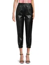 RENEE C WOMEN'S FAUX LEATHER CROPPED JOGGERS