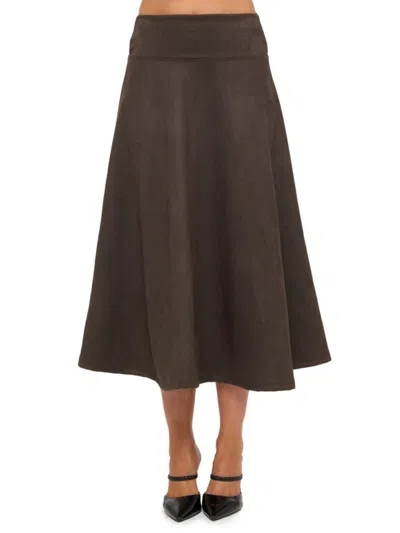 Renee C Women's Faux Suede Flared Midi-skirt In Green