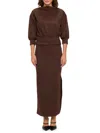 Renee C Women's Faux Suede Maxi Dress In Brown