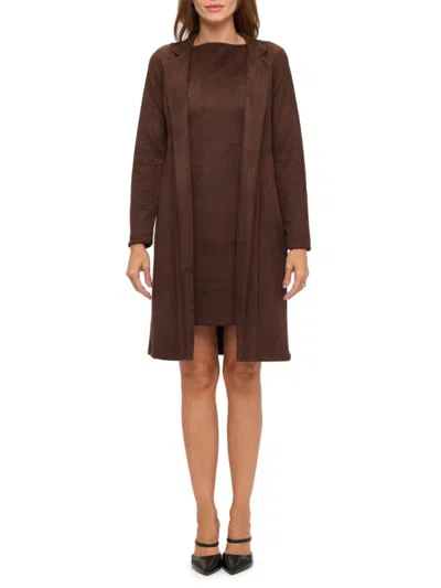 Renee C Women's Faux Suede Open Coat In Brown