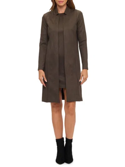 Renee C Women's Faux Suede Open Coat In Brown