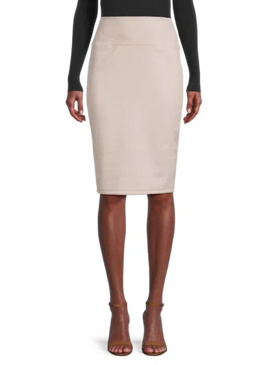 Renee C Women's Faux Suede Pencil Skirt In Oatmeal