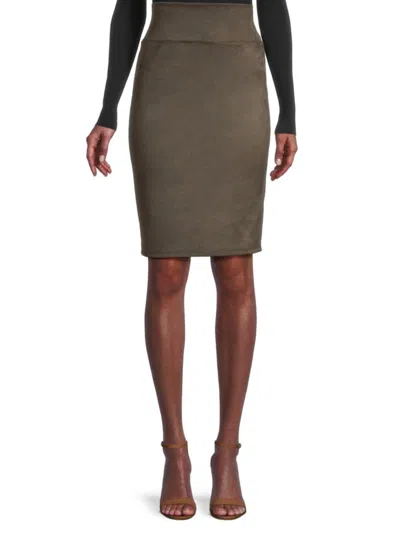 Renee C Women's Faux Suede Pencil Skirt In Olive