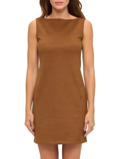 Renee C Women's Faux Suede Sleeveless Minidress In Brown