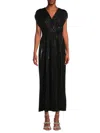 Renee C Women's Faux Wrap Metallic Maxi Dress In Black