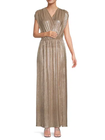 Renee C Women's Faux Wrap Metallic Maxi Dress In Gold