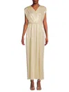 Renee C Women's Faux Wrap Metallic Maxi Dress In Sand