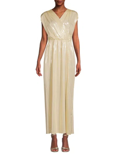 Renee C Women's Faux Wrap Metallic Maxi Dress In Sand