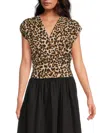 Renee C Women's Faux Wrap Satin Top In Chocolate