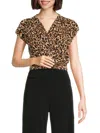 Renee C Women's Faux Wrap Satin Top In Taupe