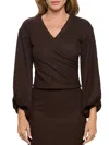 Renee C Women's Faux Wrap Top In Chocolate