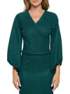 Renee C Women's Faux Wrap Top In Hunter Green