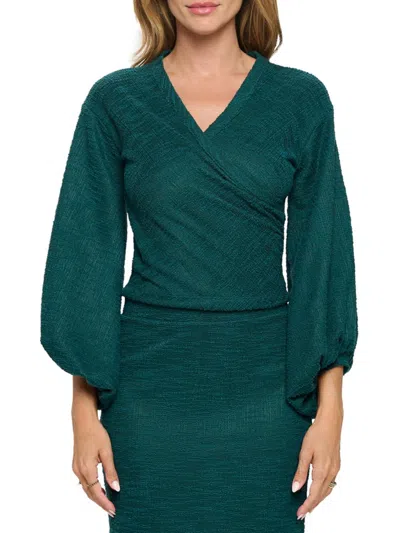 Renee C Women's Faux Wrap Top In Hunter Green