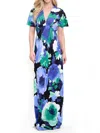 Renee C Women's Floral Empire-waist Maxi Dress In Blue Green