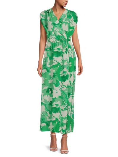 Renee C Women's Floral Faux Wrap Maxi Dress In Kelly Green