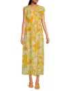 Renee C Women's Floral Faux Wrap Maxi Dress In Yellow