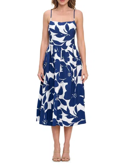 Renee C Women's Floral Fit-&-flare Midi-dress In Navy