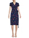 Renee C Floral Jersey Wrap Dress In Navy
