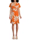 Renee C Women's Floral Kimono Dress In Orange