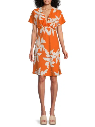 Renee C Women's Floral Kimono Dress In Orange