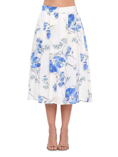 Renee C Women's Floral Midi Skirt In White Multicolor