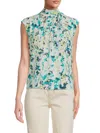 Renee C Women's Floral Mockneck Top In Green