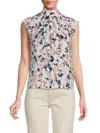 Renee C Women's Floral Mockneck Top In Pink