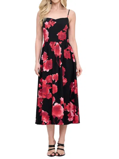 Renee C Women's Floral-print Spaghetti Strap Midi-dress