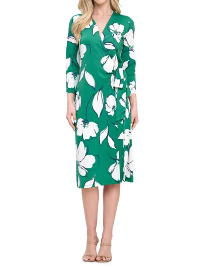 Renee C Women's Floral Print Wrap Midi-dress In Green