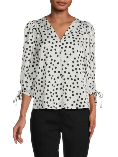 Renee C Women's Floral Puff Sleeve Chiffon Top