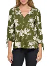 Renee C Women's Floral Puff Sleeve Chiffon Top
