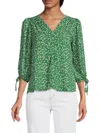 Renee C Women's Floral Puff Sleeve Chiffon Top