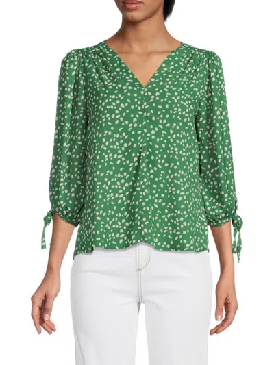 Renee C Women's Floral Puff Sleeve Chiffon Top