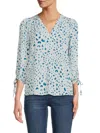 Renee C Women's Floral Puff Sleeve Chiffon Top In Blue