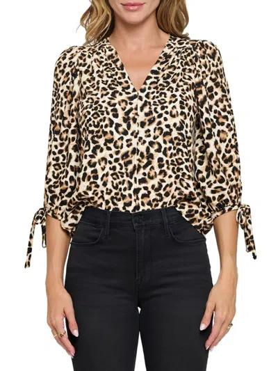 Renee C Women's Floral Puff Sleeve Chiffon Top In Chocolate