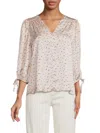 Renee C Women's Floral Puff Sleeve Chiffon Top In Cream Ivory