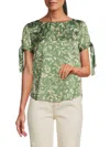 Renee C Women's Floral Satin Shift Top In Sage Beige