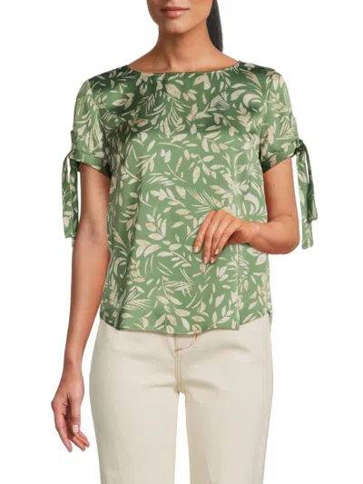 Renee C Women's Floral Satin Shift Top In Sage Beige