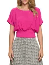 Renee C Women's Floral Smocked Crop Top In Fuchsia
