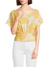 Renee C Women's Floral Smocked Crop Top In Yellow