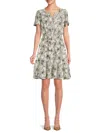 RENEE C WOMEN'S FLORAL SMOCKED WAIST MINI DRESS