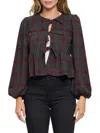 Renee C Women's Floral Tie Front Top In Magenta