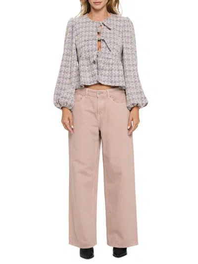 Renee C Women's Floral Tie Front Top In Pink