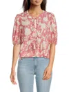 Renee C Women's Tie Front Blouse In Pink