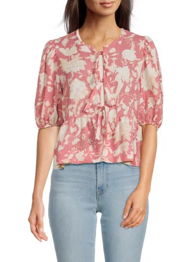 Renee C Women's Floral Tie Top In Pink