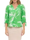 Renee C Women's Floral V-neck Blouse In Green