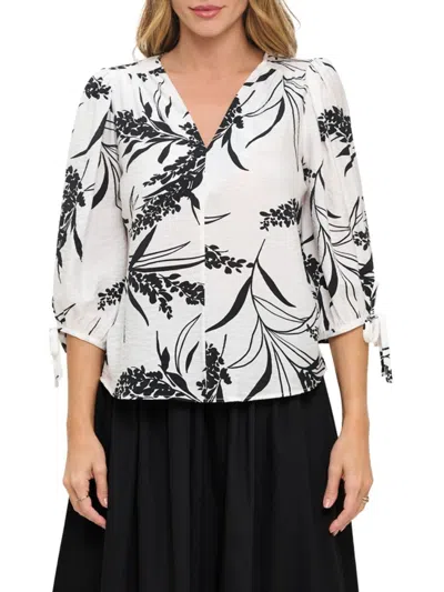 Renee C Women's Floral V-neck Blouse In Ivory