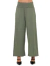 Renee C Women's Fold Over Waist Jersey Pants In Green